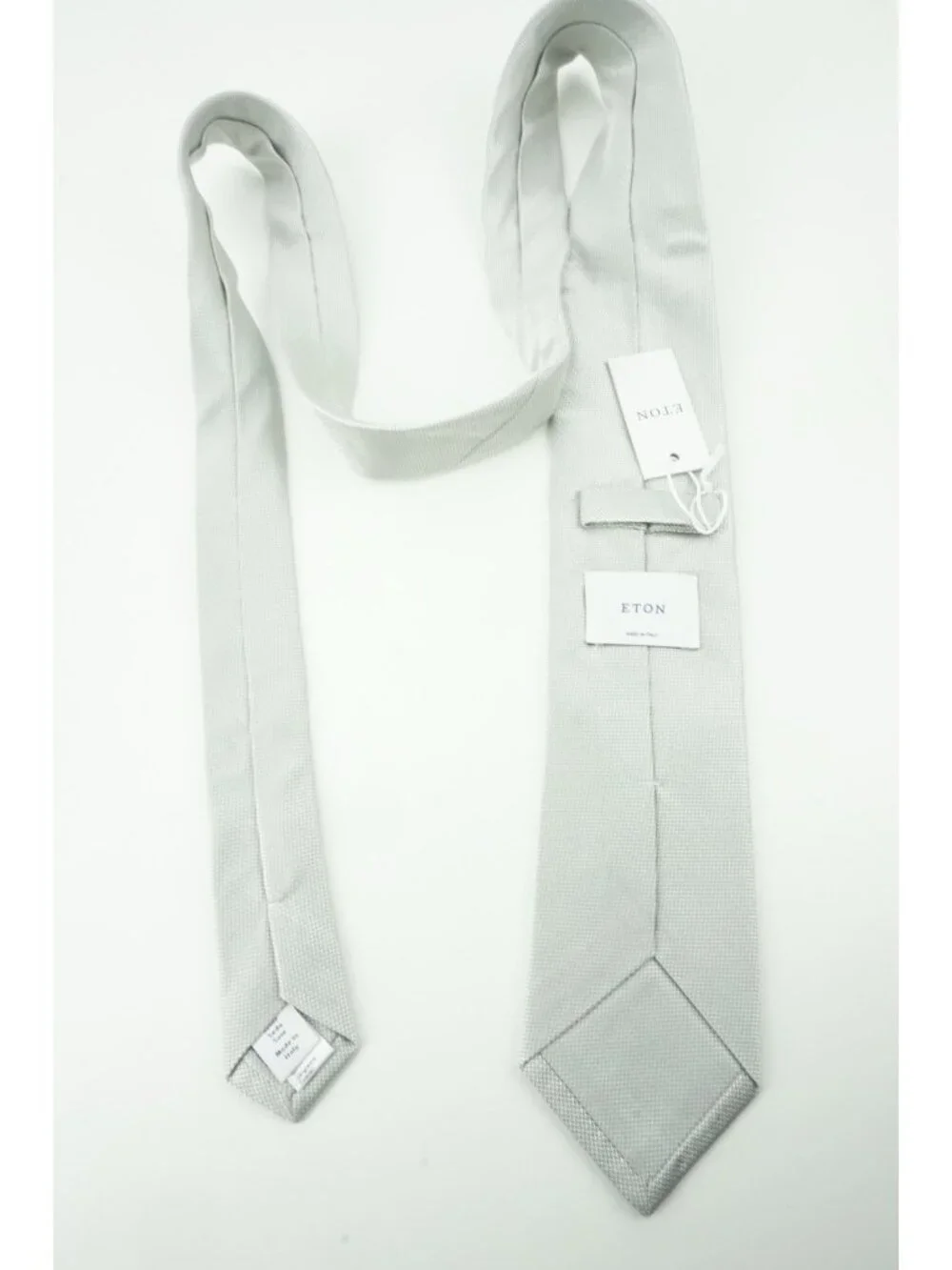Eton Pearl Grid Herringbone 100% Silk Tie Brand New With Tags